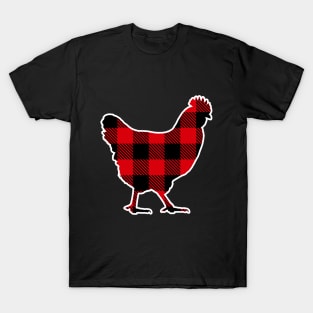 Chicken Red Plaid Pattern Christmas Pajama Funny Gift T-Shirt